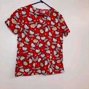 Hello kitty red scrub top size small.